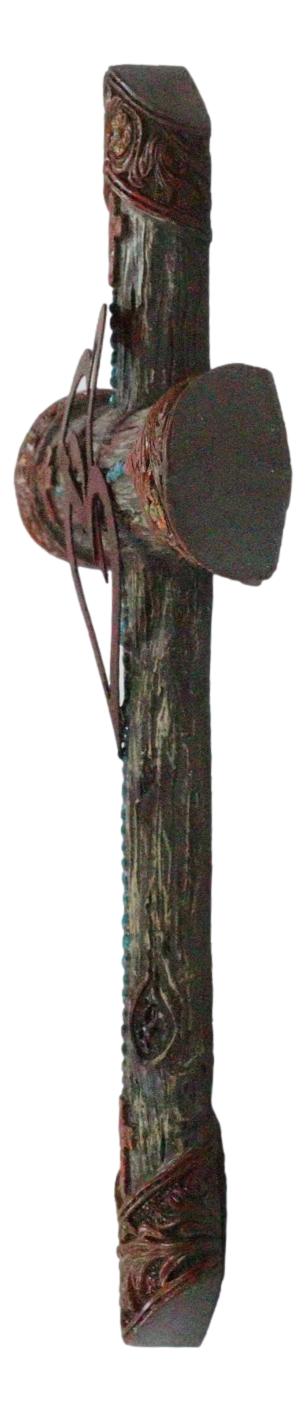 Ebros Gift 2 Intertwined Hearts Valentine Floral Scrollwork Turquoise Beads Wall Cross