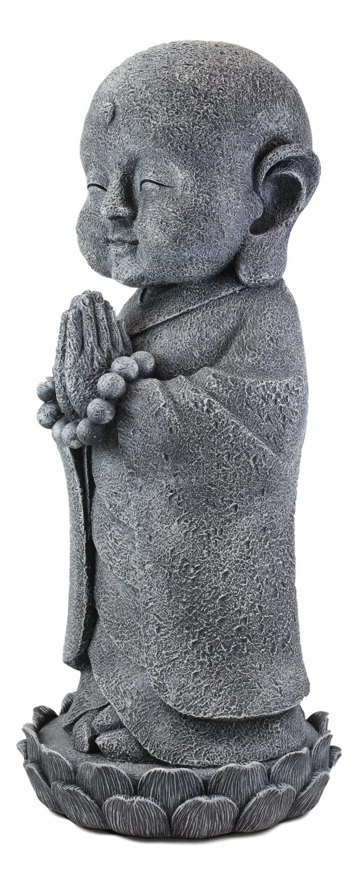 Ebros Gift 20"H Large Jizo Buddha Monk With Prayer Beads On Lotus Throne Garden Statue