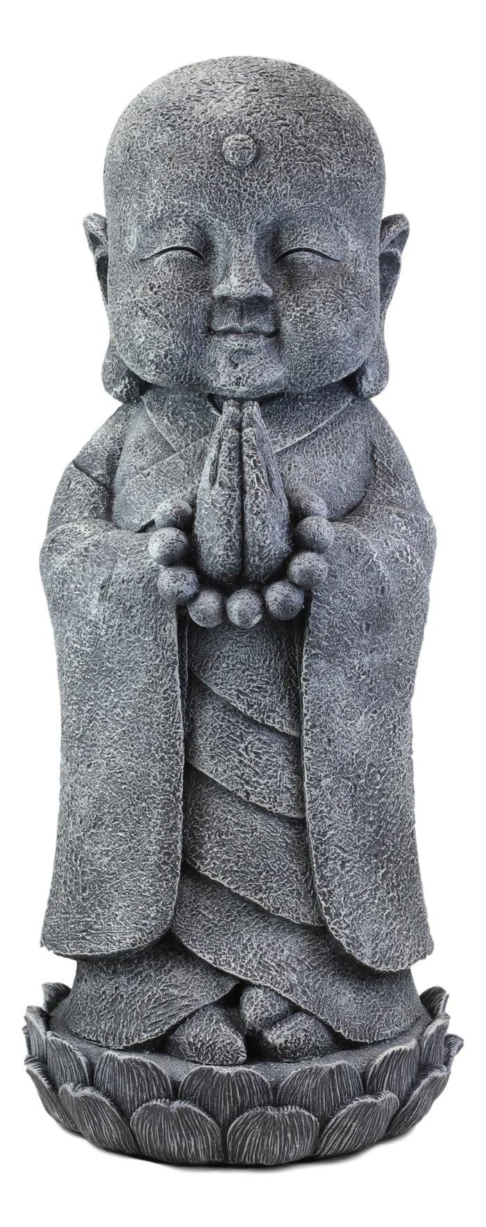 Ebros Gift 20"H Large Jizo Buddha Monk With Prayer Beads On Lotus Throne Garden Statue