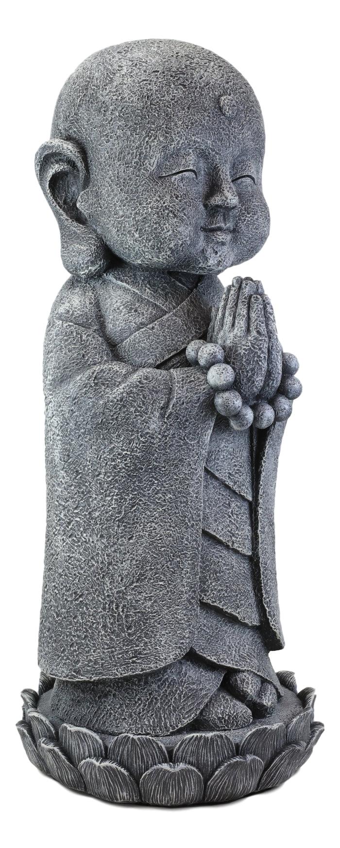 Ebros Gift 20"H Large Jizo Buddha Monk With Prayer Beads On Lotus Throne Garden Statue