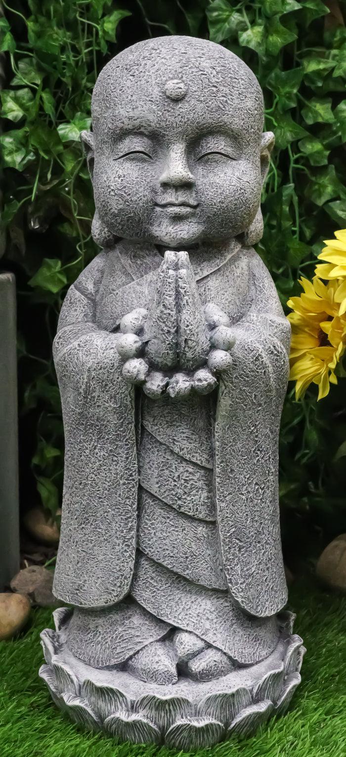 ebros gift 20"H Large Jizo Buddha Monk With Prayer Beads On Lotus Throne Garden Statue