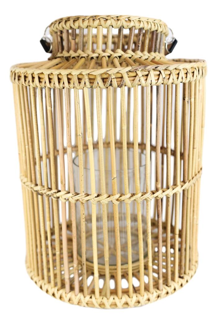 Ebros Gift 20"H Rustic Western Farmhouse Rattan Wooden Candle Holder Lantern With Hanger
