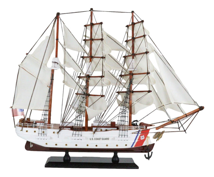 Ebros Gift 20"L Handicraft Wood United States Coast Guard Cutter Eagle Ship Model Display