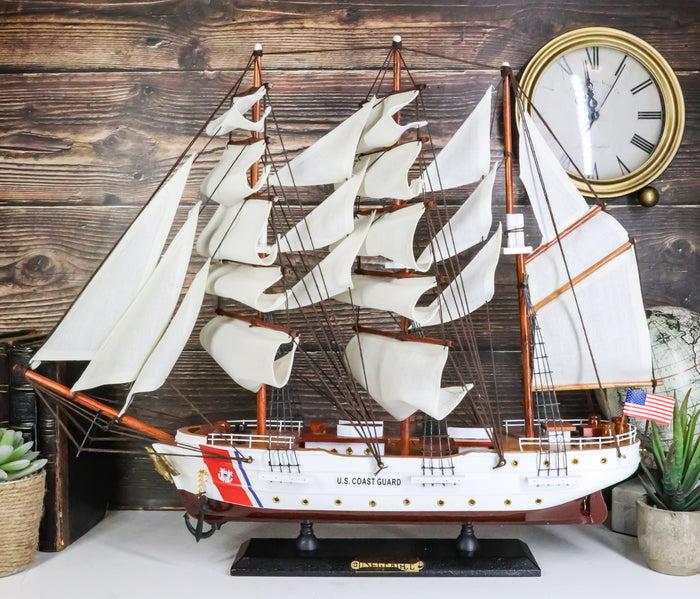 ebros gift 20"L Handicraft Wood United States Coast Guard Cutter Eagle Ship Model Display