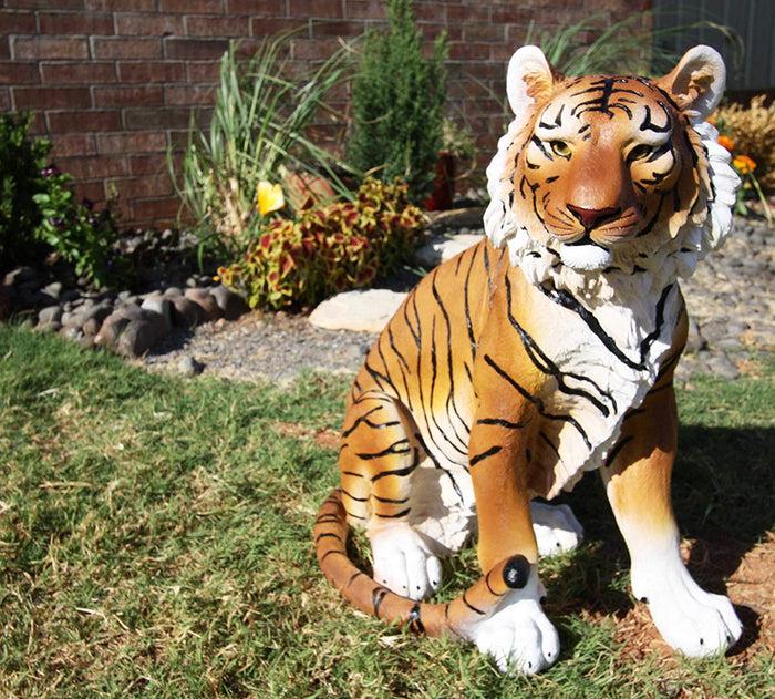 Ebros Gift 20"Tall Orange Bengal Tiger Raja Sitting On Guard Decorative Garden Statue