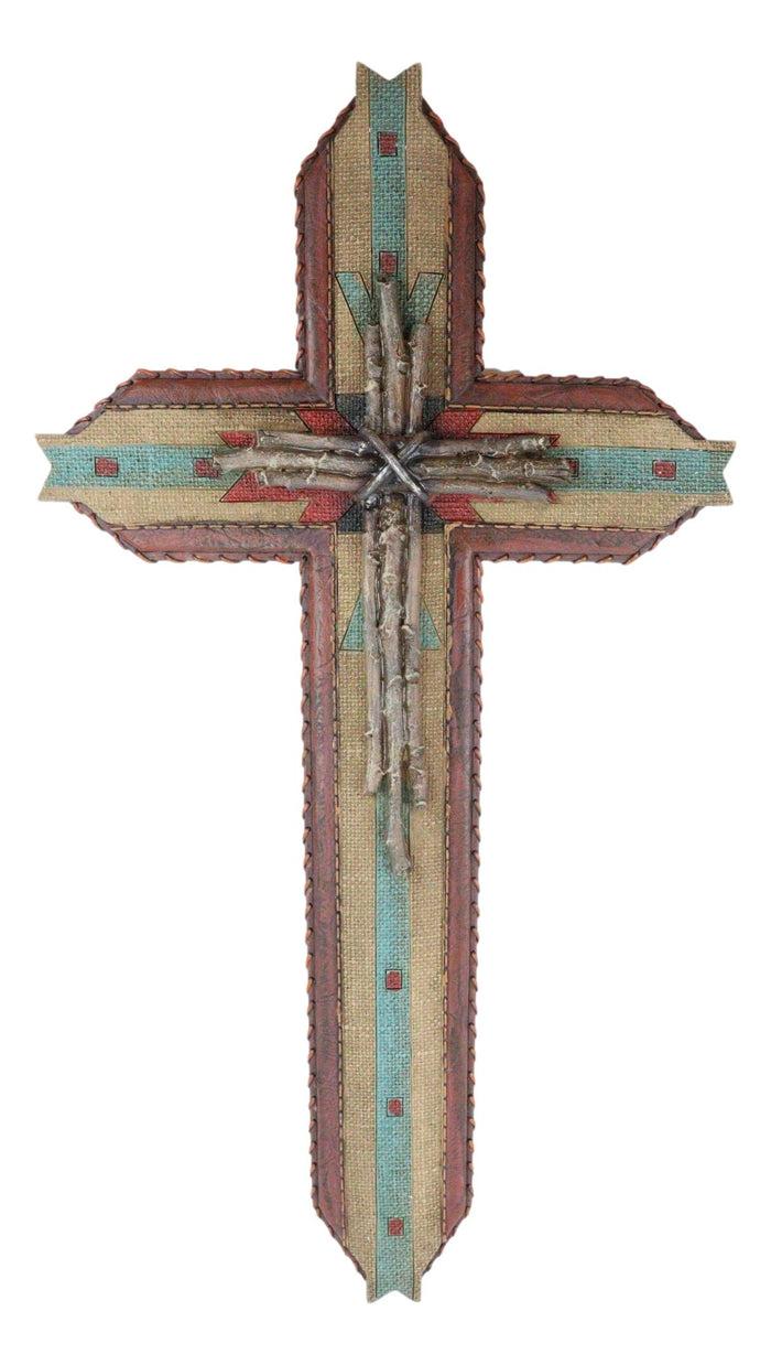 Ebros Gift 22"H Rustic Southwest Aztec Indian Vector Symbols Branchwood Twigs Wall Cross