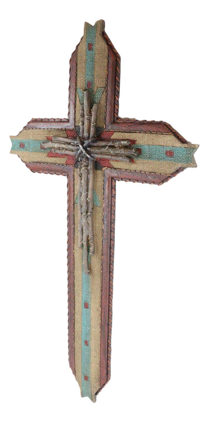Ebros Gift 22"H Rustic Southwest Aztec Indian Vector Symbols Branchwood Twigs Wall Cross