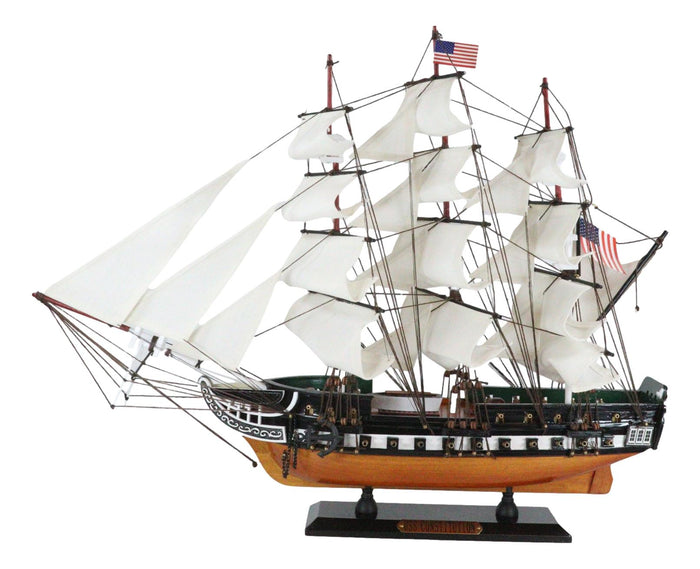Ebros Gift 23"L Handicraft Wood Old Ironsides USS Constitution Navy Frigate Ship Model