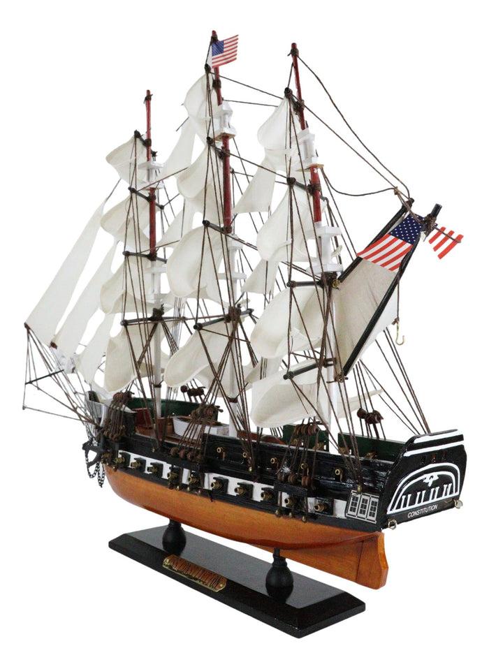 Ebros Gift 23"L Handicraft Wood Old Ironsides USS Constitution Navy Frigate Ship Model