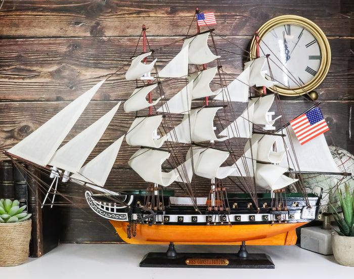 ebros gift 23"L Handicraft Wood Old Ironsides USS Constitution Navy Frigate Ship Model