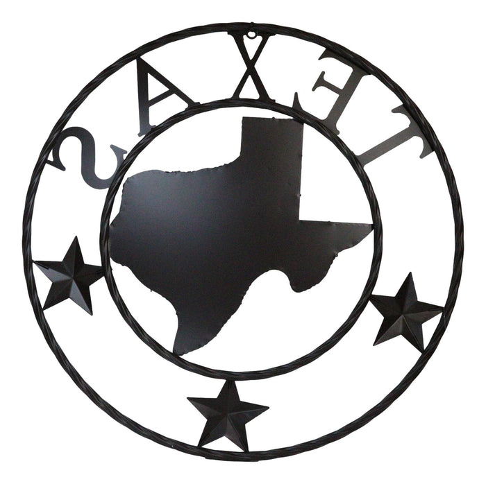 Ebros Gift 24"D Rustic Western Lone Stars Texas State Map Metal Circle Wall Hanging Decor