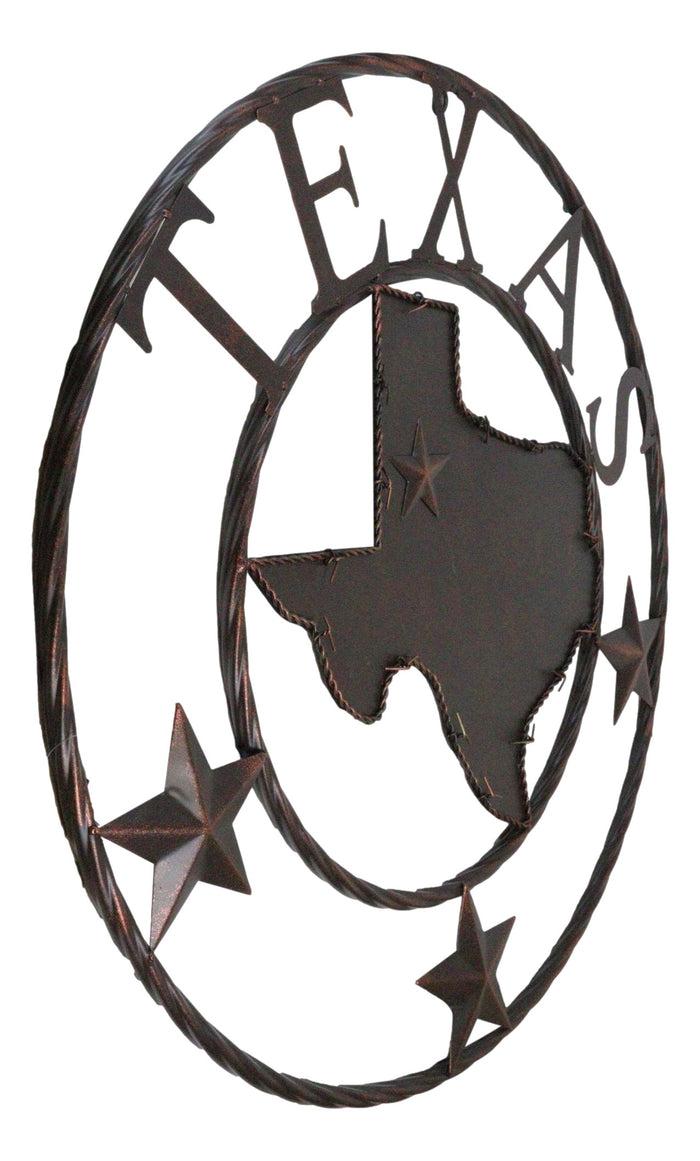 Ebros Gift 24"D Rustic Western Lone Stars Texas State Map Metal Circle Wall Hanging Decor