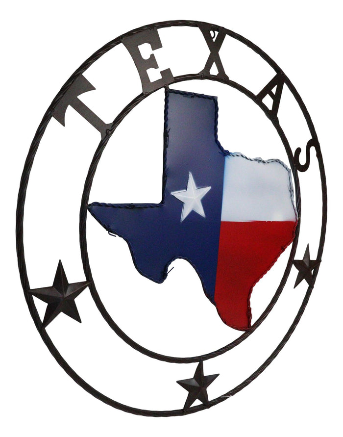 Ebros Gift 24"D Western Large Texas Lone Star State Map Patriotic Flag Wall Circle Sign