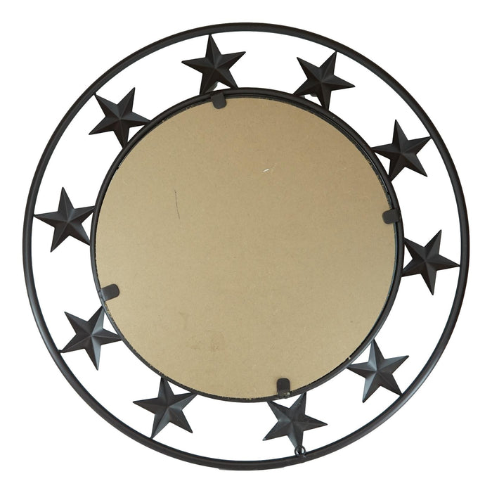 Ebros Gift 24"D Western Lone Star With Mini Stars Metal Circle Wall Mirror Plaque Decor