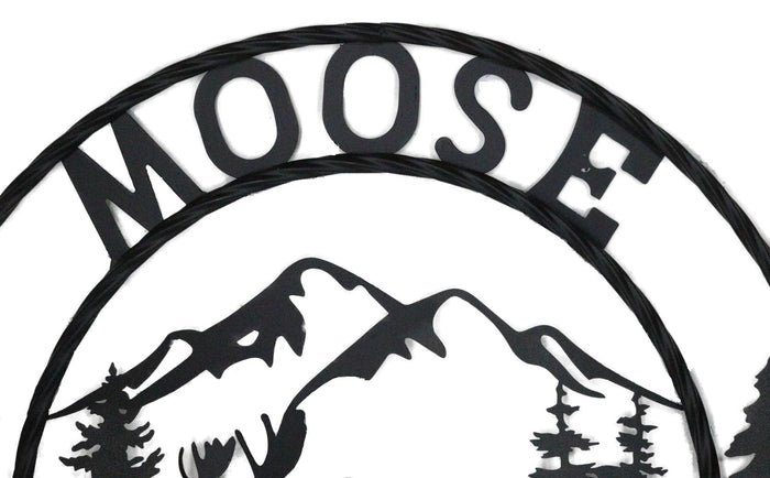 Ebros Gift 24" Rustic Western Moose Country By Mountains Pine Forest Metal Wall Circle Sign