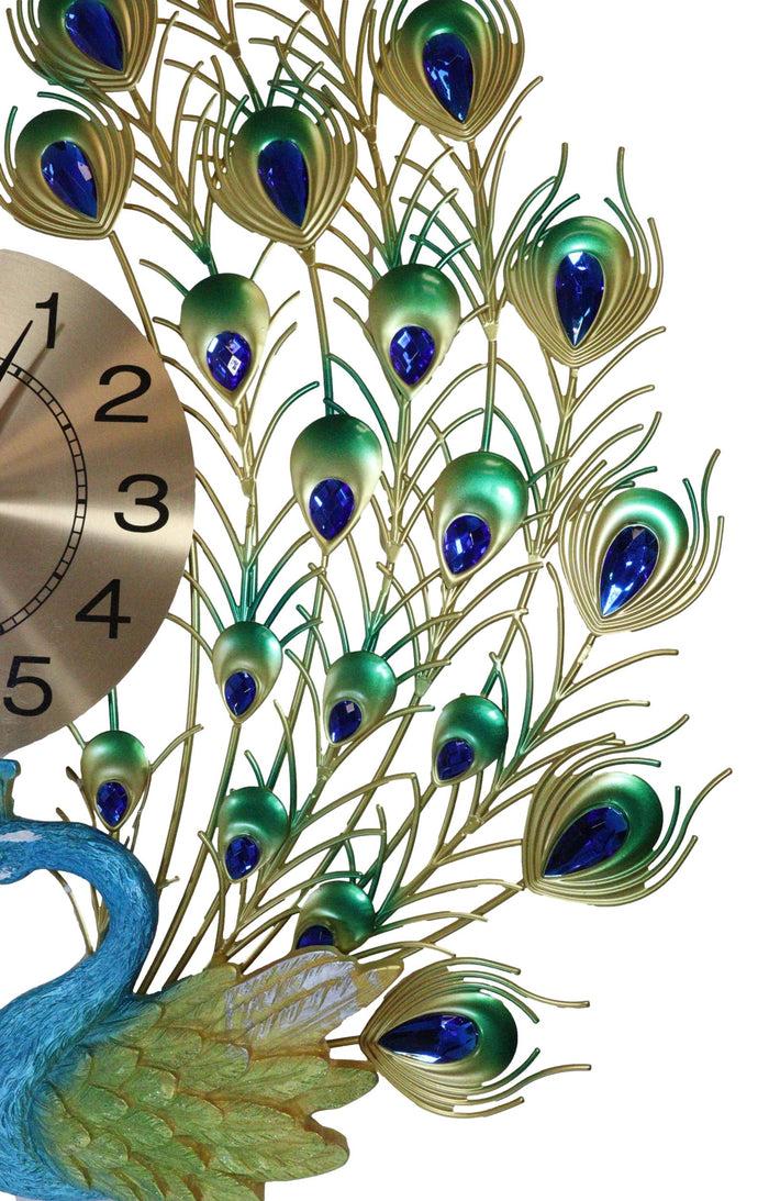 Ebros Gift 25"H Large Valentine Lover Peacocks Iris Gold Plated Colorful Metal Wall Clock