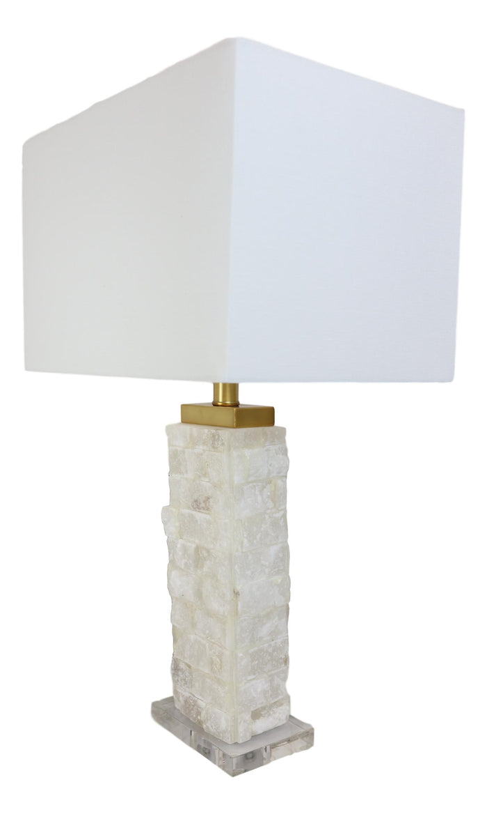 Ebros Gift 26"H Contemporary Elegant Stacked Marble Gold Plated Metal Table Lamp W/ Shade