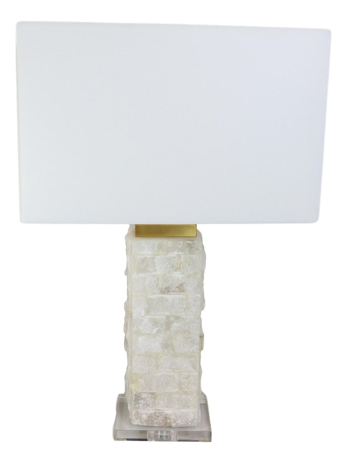 Ebros Gift 26"H Contemporary Elegant Stacked Marble Gold Plated Metal Table Lamp W/ Shade