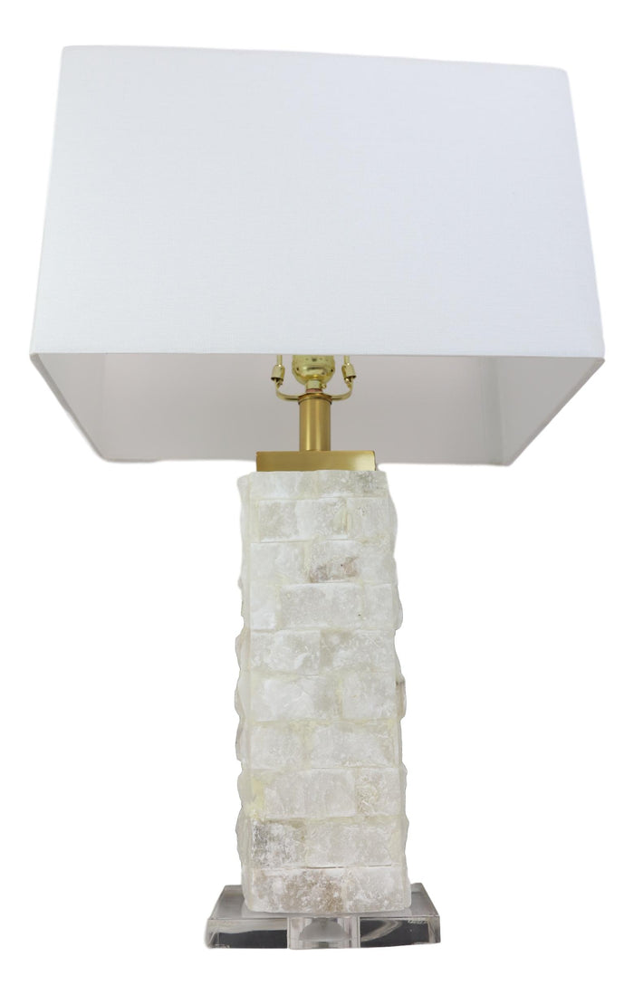 Ebros Gift 26"H Contemporary Elegant Stacked Marble Gold Plated Metal Table Lamp W/ Shade