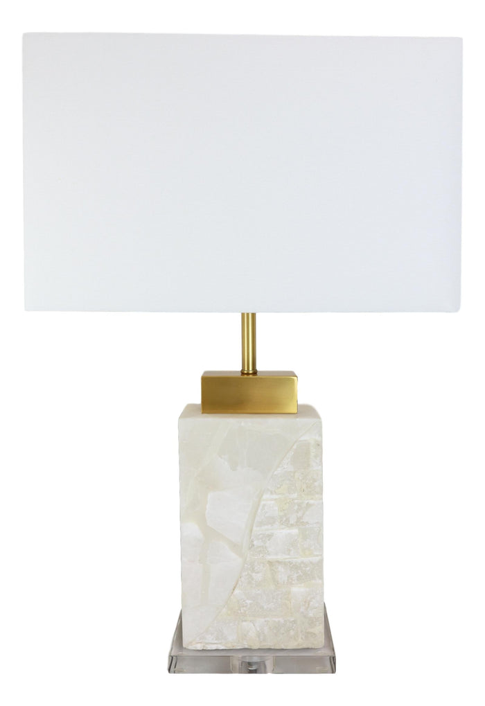 Ebros Gift 27"H Contemporary Elegant Stacked Marble Gold Plated Metal Table Lamp W/ Shade
