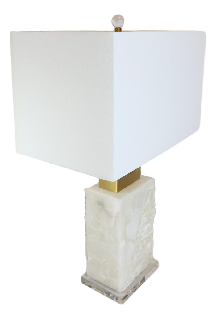 Ebros Gift 27"H Contemporary Elegant Stacked Marble Gold Plated Metal Table Lamp W/ Shade