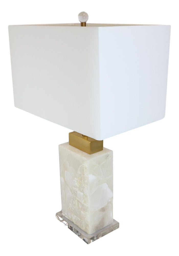 Ebros Gift 27"H Contemporary Elegant Stacked Marble Gold Plated Metal Table Lamp W/ Shade