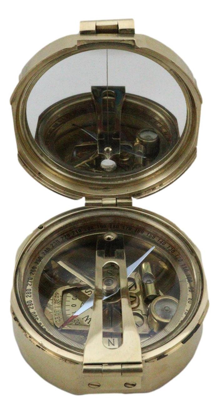 Ebros Gift 3" D Antiqued Solid Brass Military Engineering Natural Sine Compass Novelty