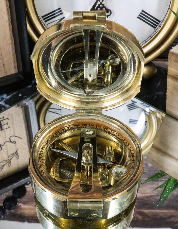 ebros gift 3" D Antiqued Solid Brass Military Engineering Natural Sine Compass Novelty