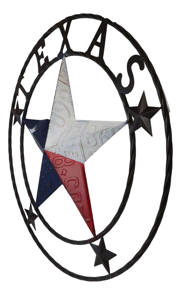 Ebros Gift 34" Oversized Western Patriotic Lone Star State Texas Metal Wall Circle Sign