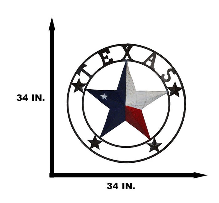Ebros Gift 34" Oversized Western Patriotic Lone Star State Texas Metal Wall Circle Sign