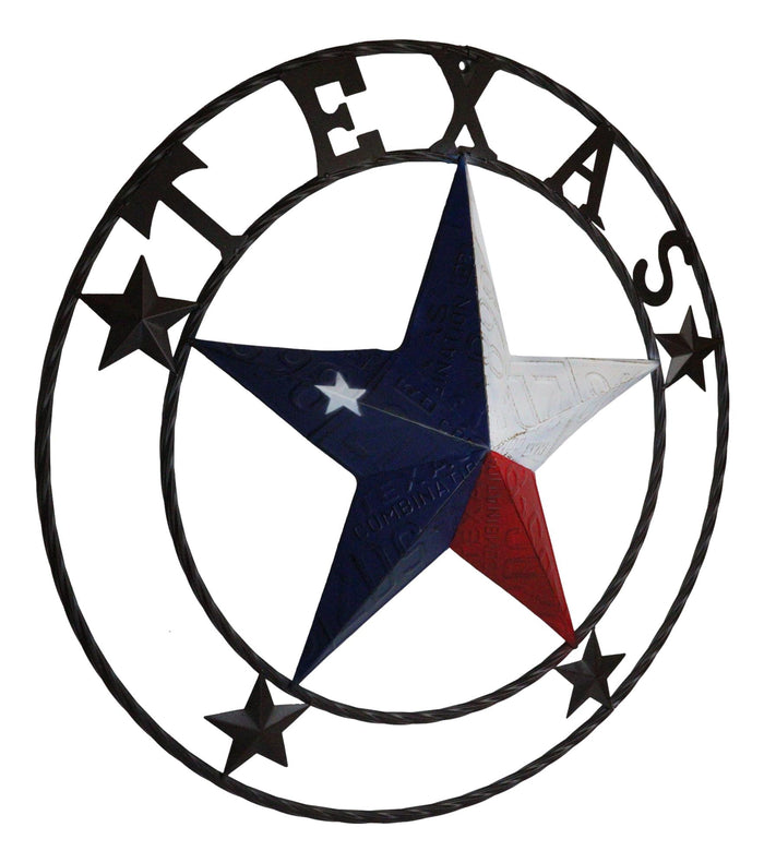 Ebros Gift 34" Oversized Western Patriotic Lone Star State Texas Metal Wall Circle Sign