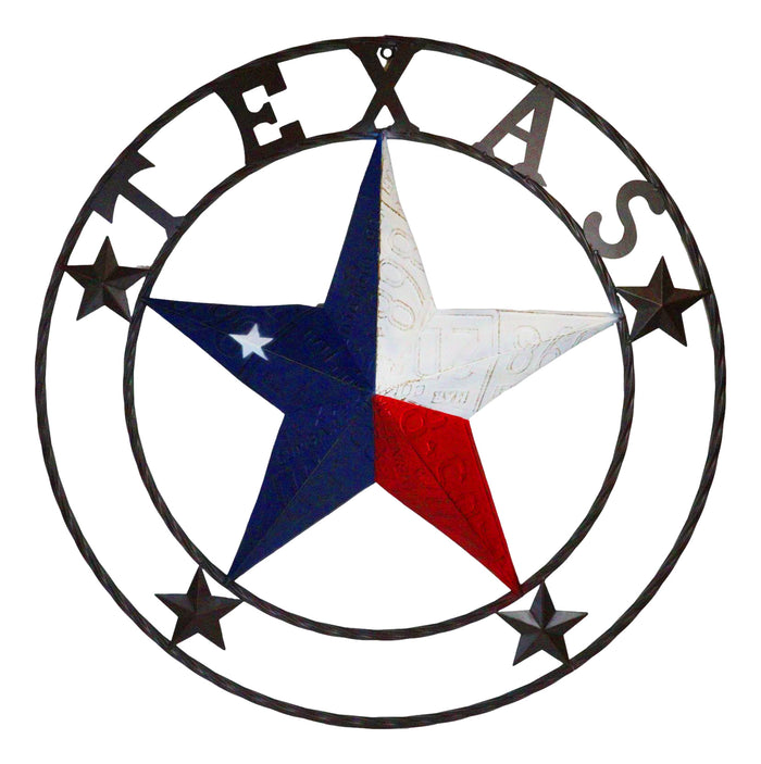 ebros gift 34" Oversized Western Patriotic Lone Star State Texas Metal Wall Circle Sign