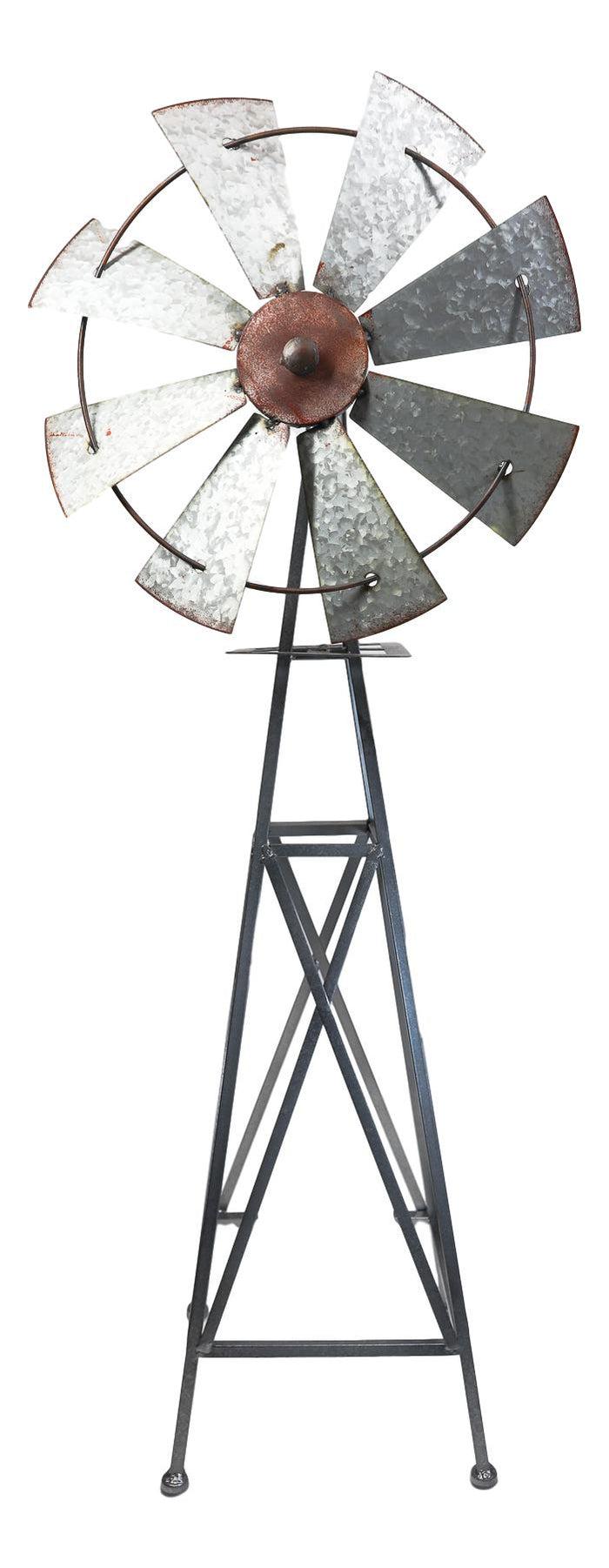 Ebros Gift 41" Oversized Galvanized Metal Rustic Country Farm Agricultural Windmill Outpost