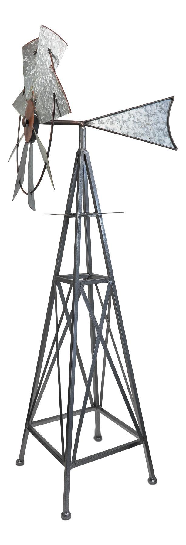 Ebros Gift 41" Oversized Galvanized Metal Rustic Country Farm Agricultural Windmill Outpost