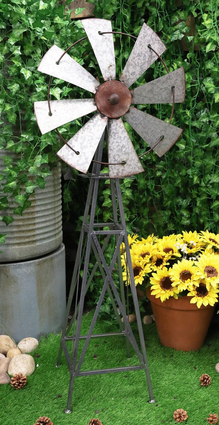 ebros gift 41" Oversized Galvanized Metal Rustic Country Farm Agricultural Windmill Outpost