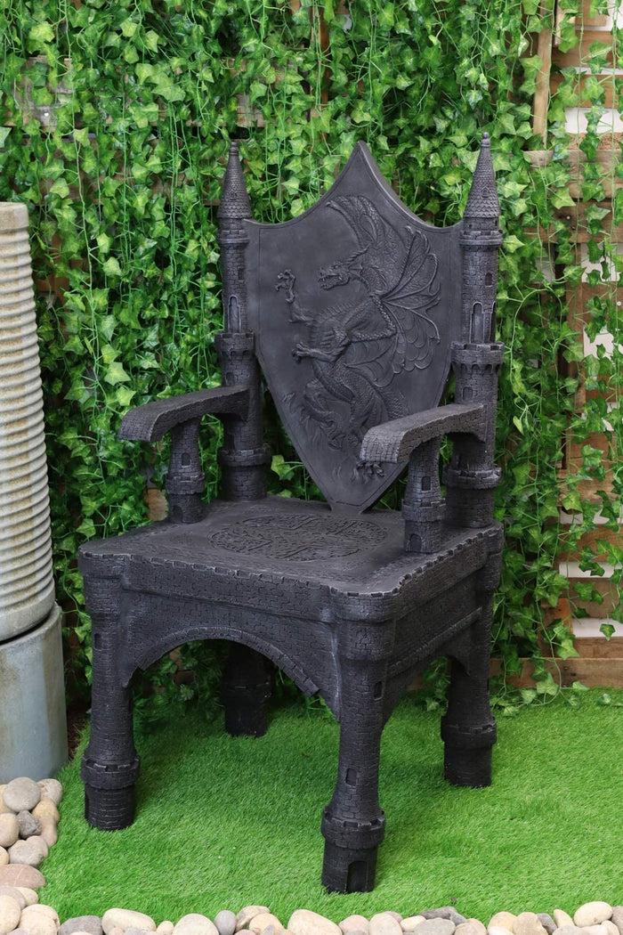 Ebros Gift 48" Tall Life Sized Fantasy Dragon Coat Of Arms Heraldry Crest Throne Chair