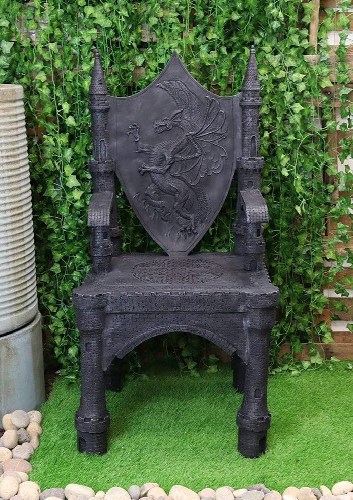 Ebros Gift 48" Tall Life Sized Fantasy Dragon Coat Of Arms Heraldry Crest Throne Chair