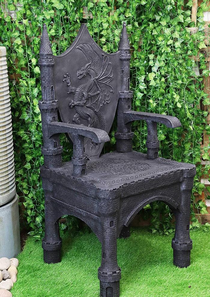 ebros gift 48" Tall Life Sized Fantasy Dragon Coat of Arms Heraldry Crest Throne Chair
