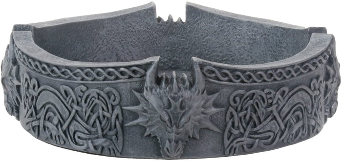 Ebros Gift 5.5 Inch Cold Cast Resin Black Dragon Ashtray With Intricate Etchings