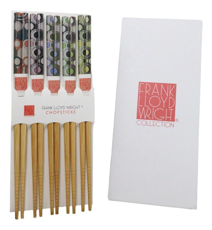 ebros gift 5 Pairs Of Imperial Hotel Peacock Rug Frank Wright Ridged Wooden Chopsticks Set