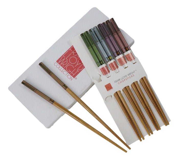 Ebros Gift 5 Pairs Of Tree Of Life Martin House Frank Wright Ridged Wooden Chopsticks Set