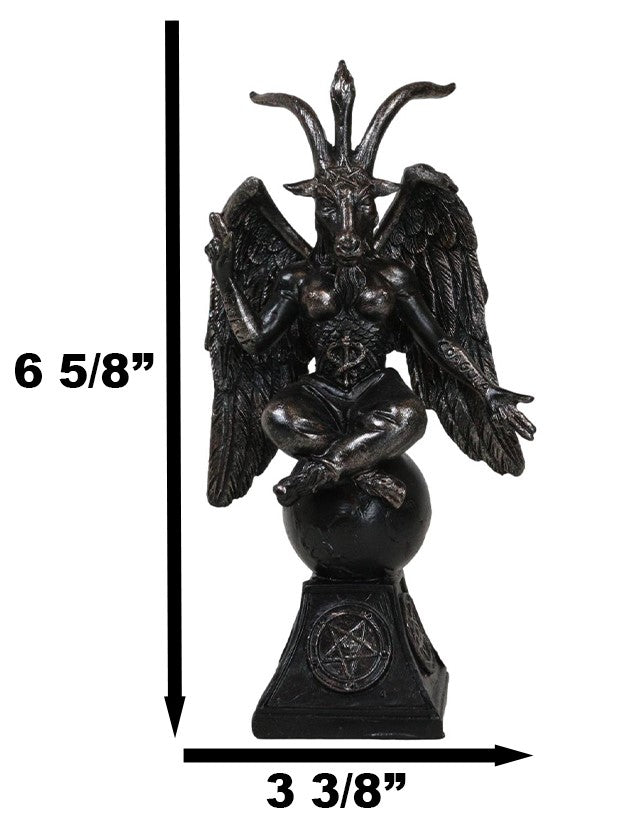 Ebros Gift 6.5"H Sabbatic Goat Idol Baphomet Bronze Resin Statue Horned God Figurine