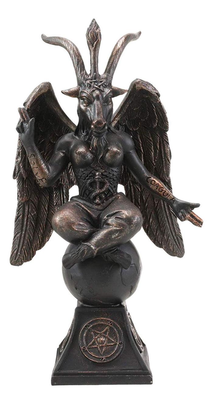 Ebros Gift 6.5"H Sabbatic Goat Idol Baphomet Bronze Resin Statue Horned God Figurine