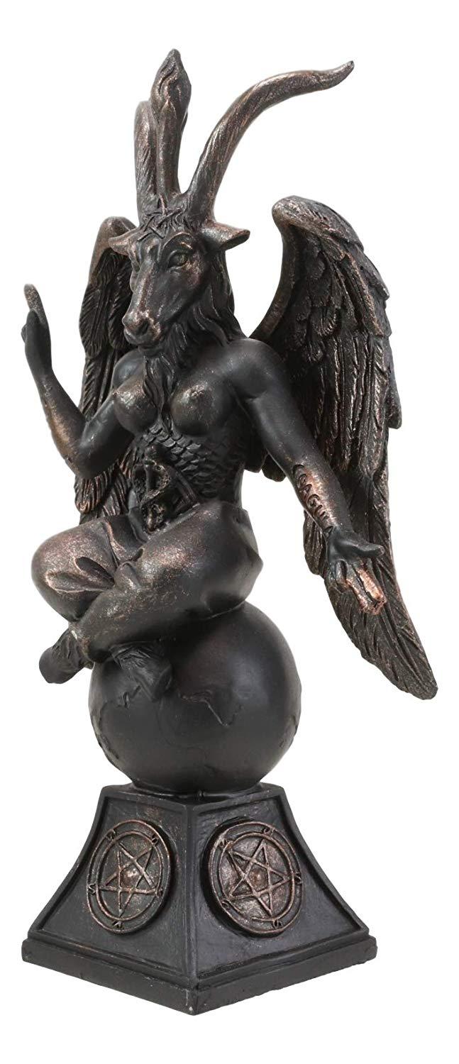 Ebros Gift 6.5"H Sabbatic Goat Idol Baphomet Bronze Resin Statue Horned God Figurine