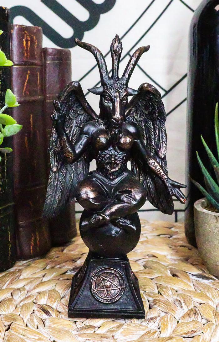 ebros gift 6.5"H Sabbatic Goat Idol Baphomet Bronze Resin Statue Horned God Figurine