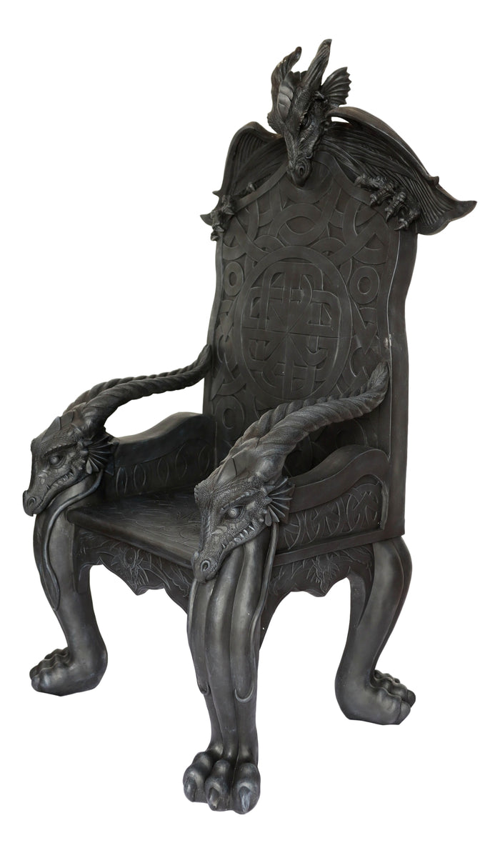 Ebros Gift 60" Tall Medieval Fantasy Celtic Dragon Heavy Sculptural Throne Chair Furniture