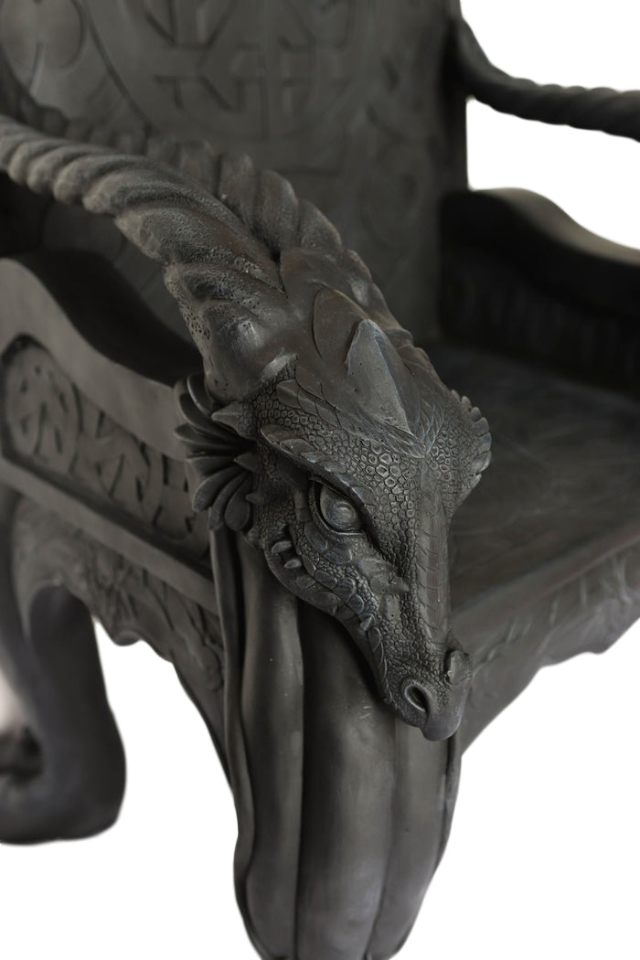 Ebros Gift 60" Tall Medieval Fantasy Celtic Dragon Heavy Sculptural Throne Chair Furniture