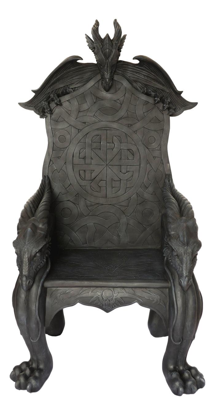 ebros gift 60" Tall Medieval Fantasy Celtic Dragon Heavy Sculptural Throne Chair Furniture