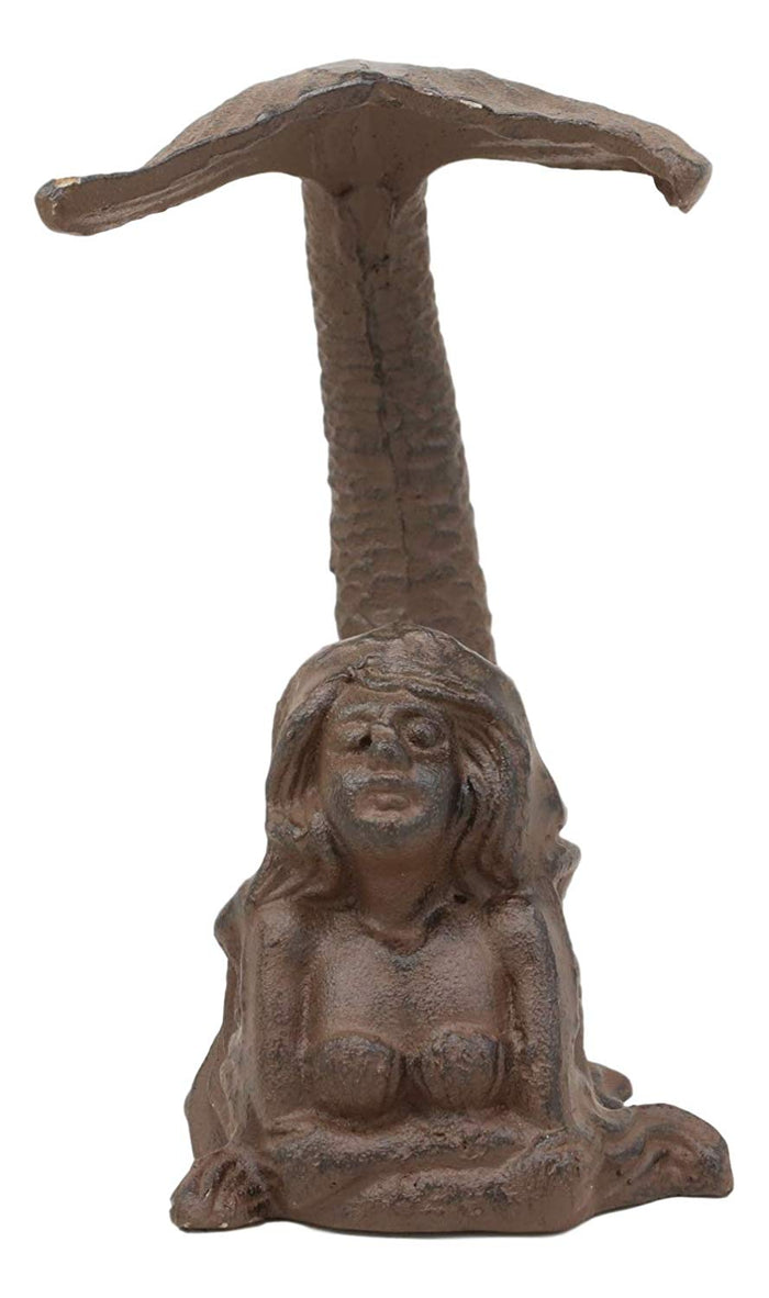 Ebros Gift 7.25"H Cast Iron Nautical Siren Mermaid With Tail Up Statue Ocean Goddess Decor