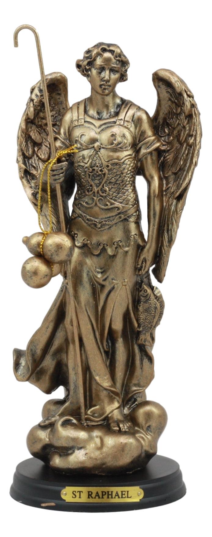 Ebros Gift 8.25"H Catholic Church Saint Archangel Raphael With Staff & Healing Oil Figurine